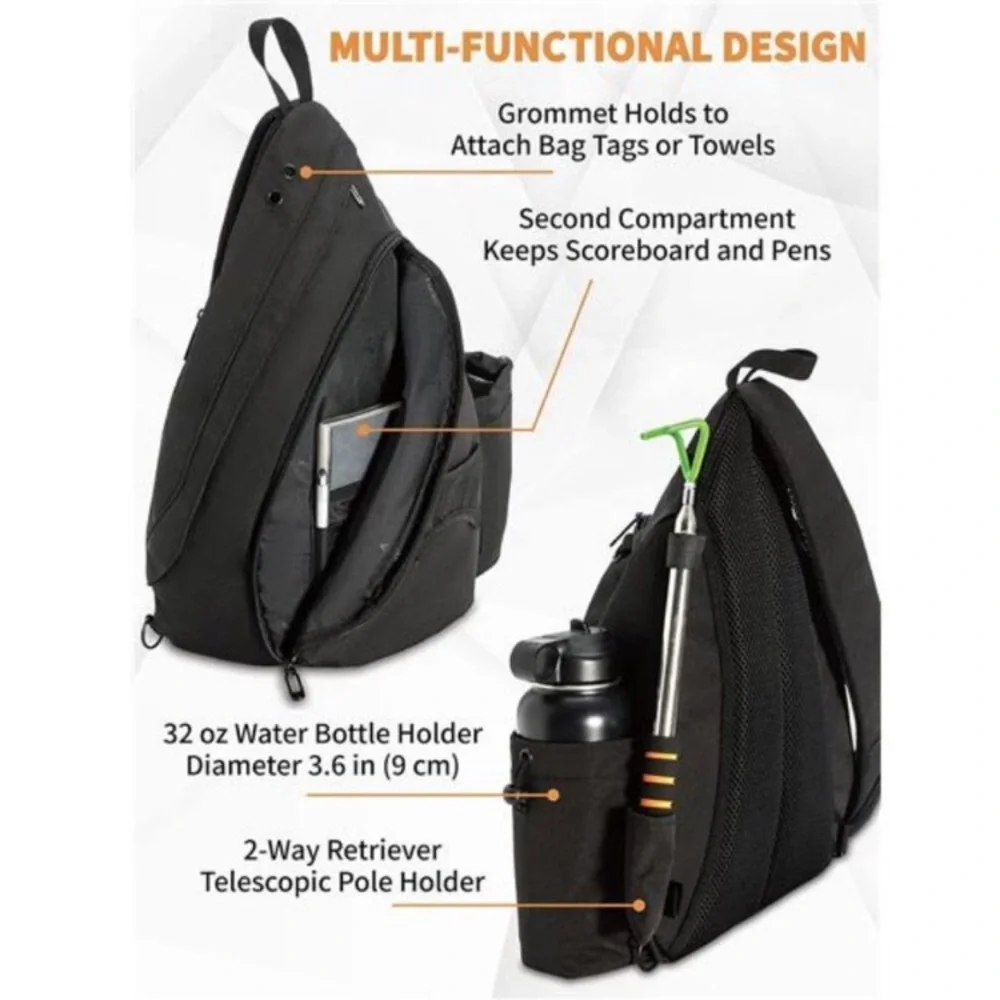 Disc Golf Bag with Retriever Holder and Storage Pockets, Disc Golf Backpack